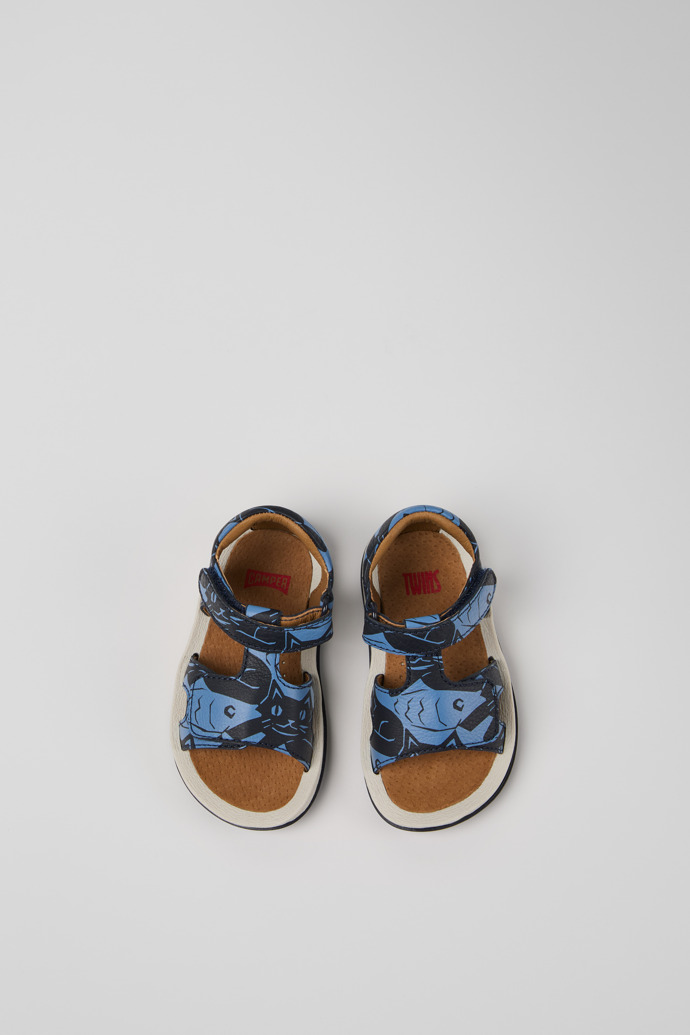 Camper Twins - Azul Sandalias de piel para niños.