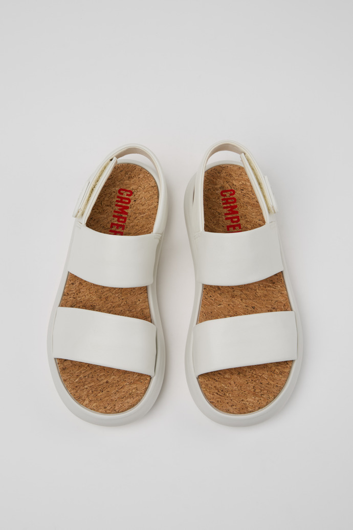 Camper Pelotas Flota - Sandalias blancas de piel para mujer.