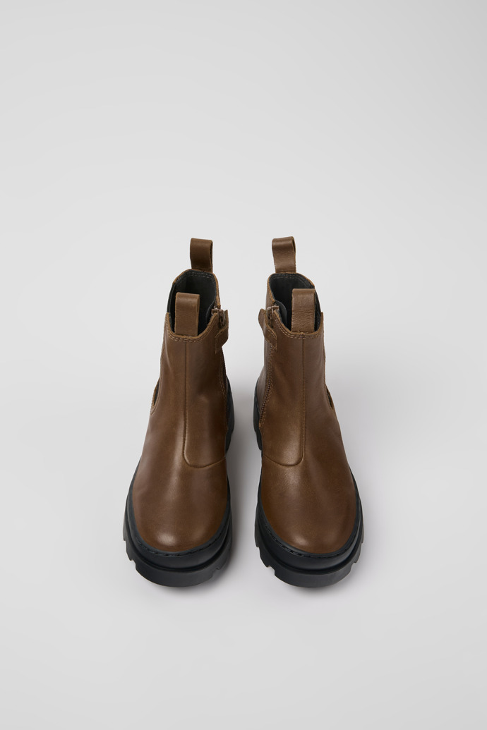 Camper Brutus - Bota Chelsea de piel marrón para niño