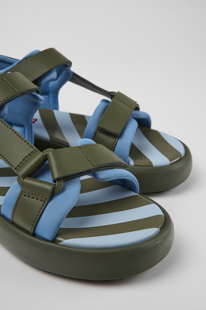 Camper Pelotas Flota - Sandalias verdes y azules de piel y textil para hombre