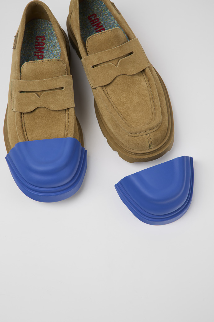 Camper Junction - Mocasines marrones para hombre de piel nobuk.
