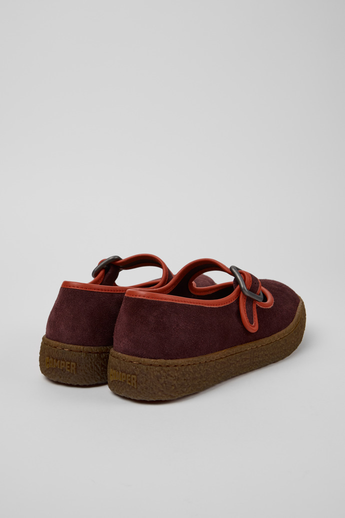 Camper Peu Terreno - Zapato de mujer color vino tinto de nobuk y piel.