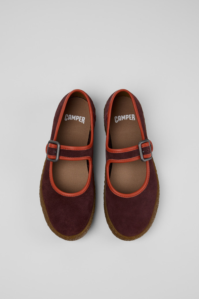 Camper Peu Terreno - Zapato de mujer color vino tinto de nobuk y piel.