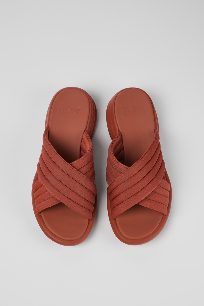 Camper Spiro - Sandalias rojas de tejido para mujer con tiras cruzadas