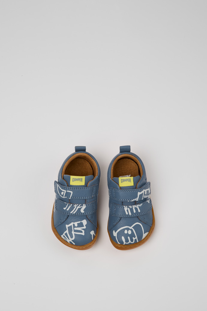 Camper Twins - Zapatos de piel gris y blanca para niños