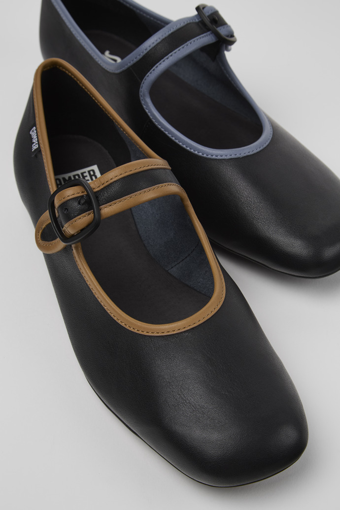 Camper Twins - Bailarina de piel negra para mujer