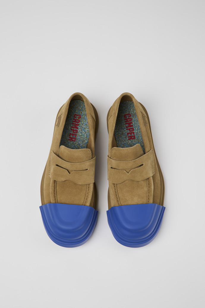 Camper Junction - Mocasines marrones de piel nobuk para mujer.