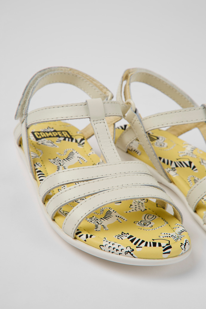 Camper Twins - Sandalia infantil de piel blanca