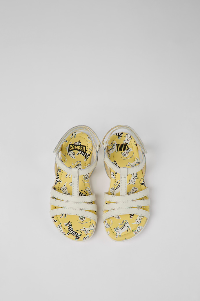 Camper Twins - Sandalia infantil de piel blanca