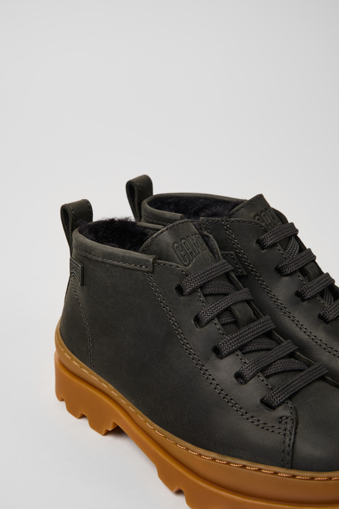 Camper Brutus - Botines de piel nobuk gris para niños