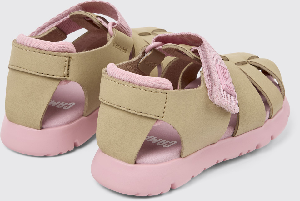 Camper Oruga - Sandalias infantiles multicolor de piel y textil.