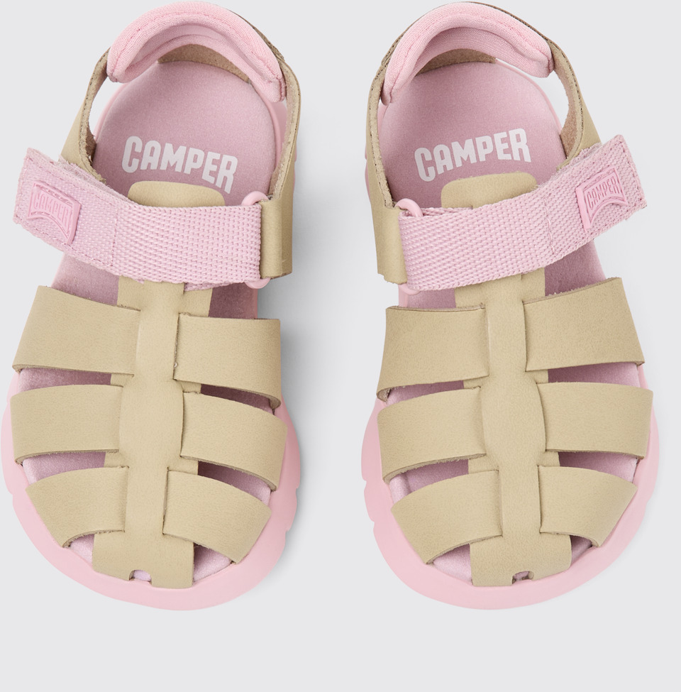 Camper Oruga - Sandalias infantiles multicolor de piel y textil.