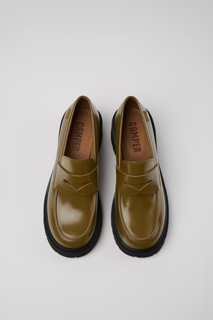 Camper Milah - Mocasines/Bailarinas de piel verde para mujer