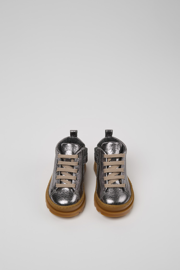 Camper Brutus - Botines de piel plateados para niños