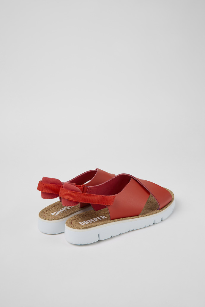 Camper Oruga - Sandalias rojas de piel y textil para mujer.