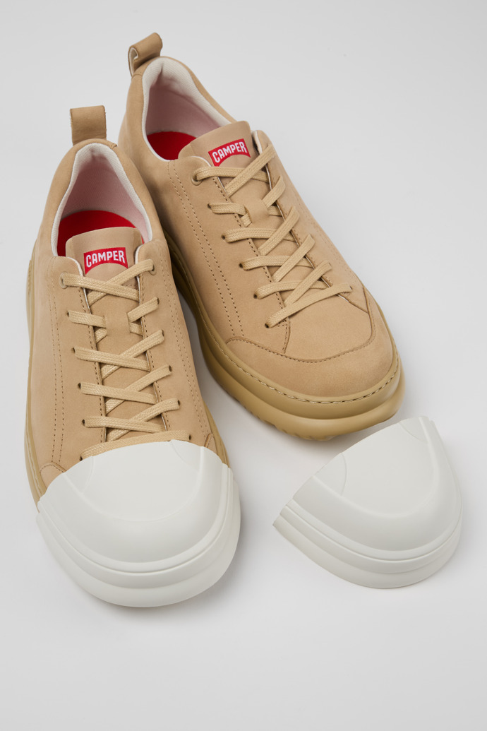 Camper Junction Runner - Zapatillas beige de piel nobuk para hombre.