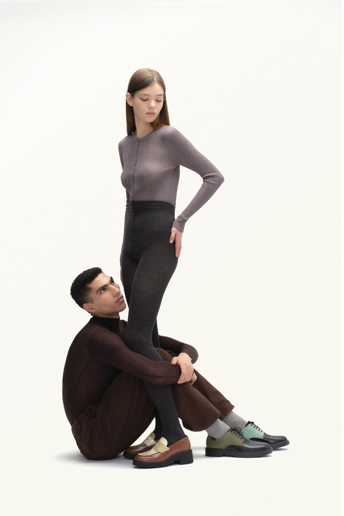 Camper Twins - Mocasines/bailarinas de piel multicolor para mujer.