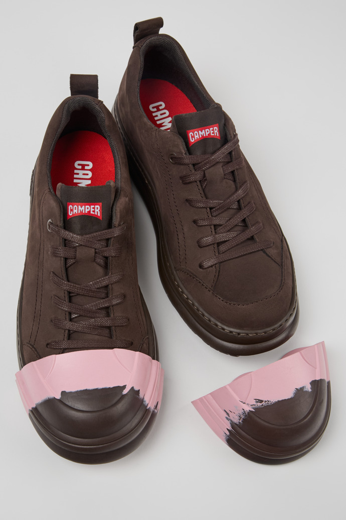 Camper Junction Runner - Zapatillas marrones de piel nobuk para mujer.