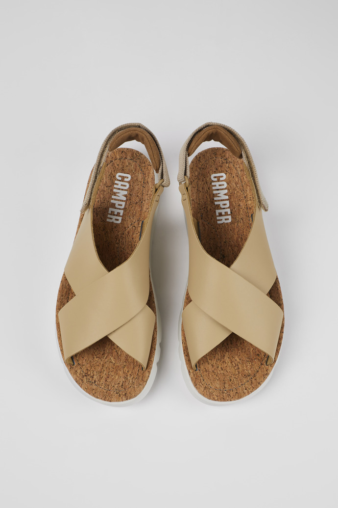 Camper Oruga - Sandalias beige de piel/textil para mujer