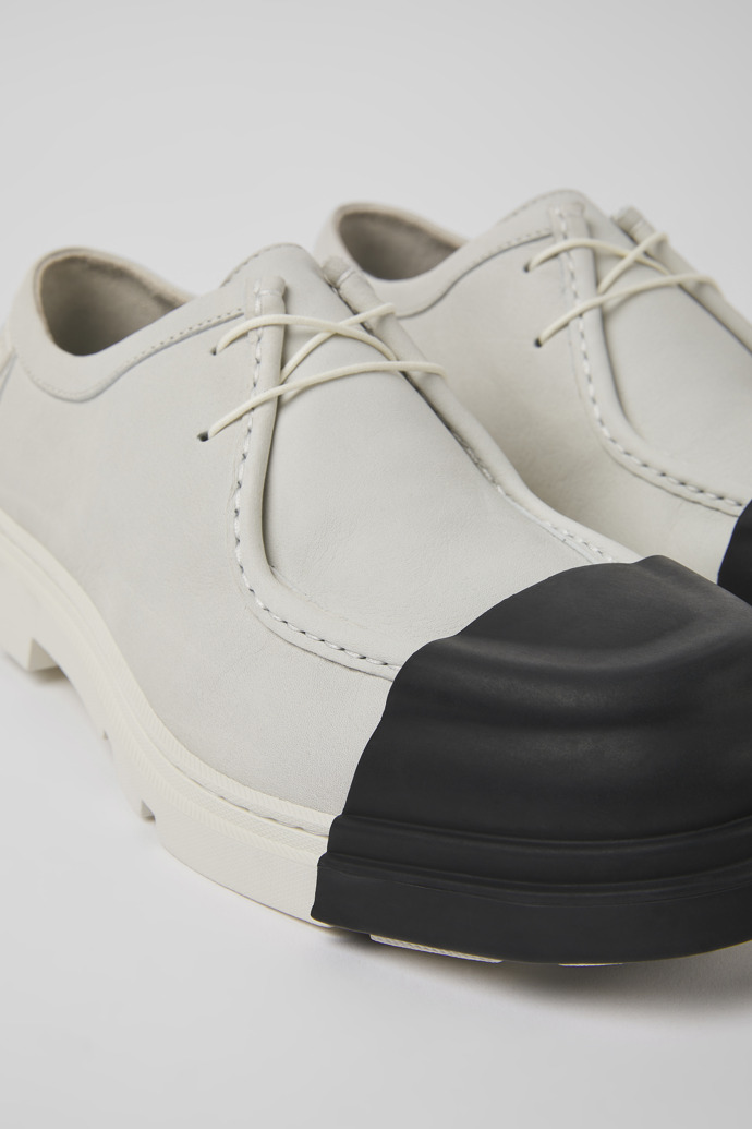 Camper Junction - Zapato blanco para hombre de piel sin teñir