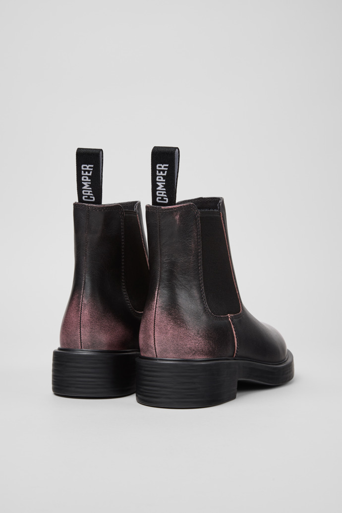 Camper Dean - Botines de piel negros y rosas para mujer.