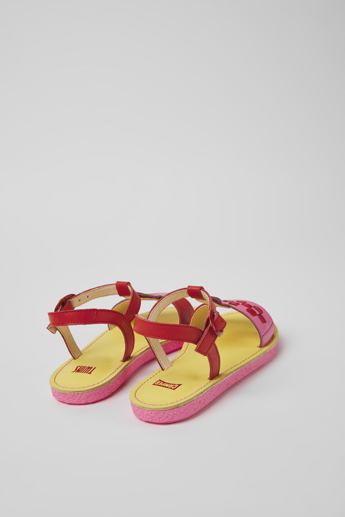 Camper Twins - Sandalia de piel rosa y roja para niño