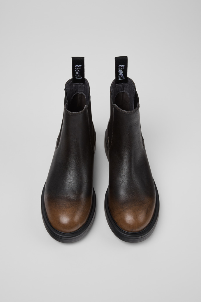 Camper Dean - Botines negros y marrones de piel para mujer.