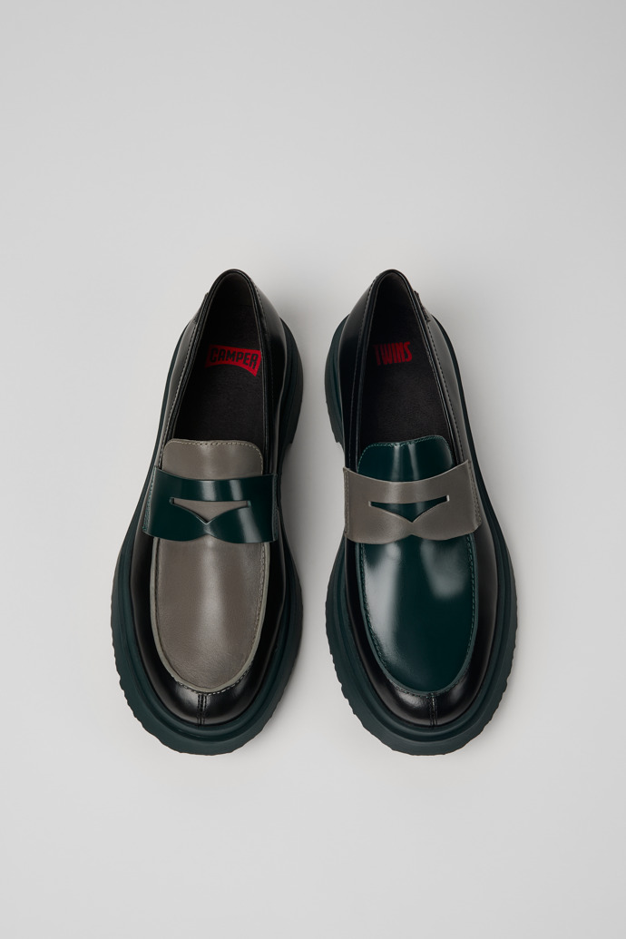Camper Twins - Mocasín de piel negro y gris para hombre