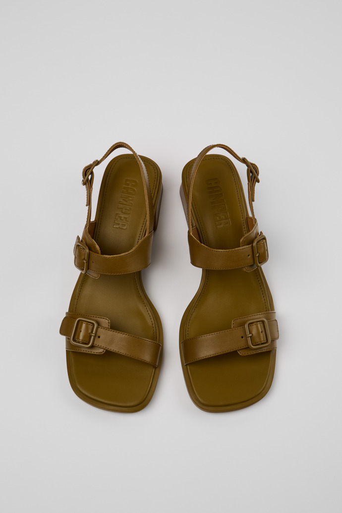 Camper Kora Sandal - Sandalias verdes de piel para mujer.