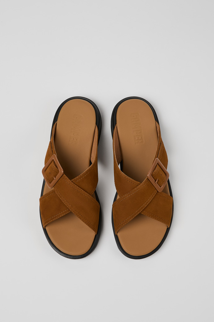 Camper Edy - Sandalia de piel marrón para mujer