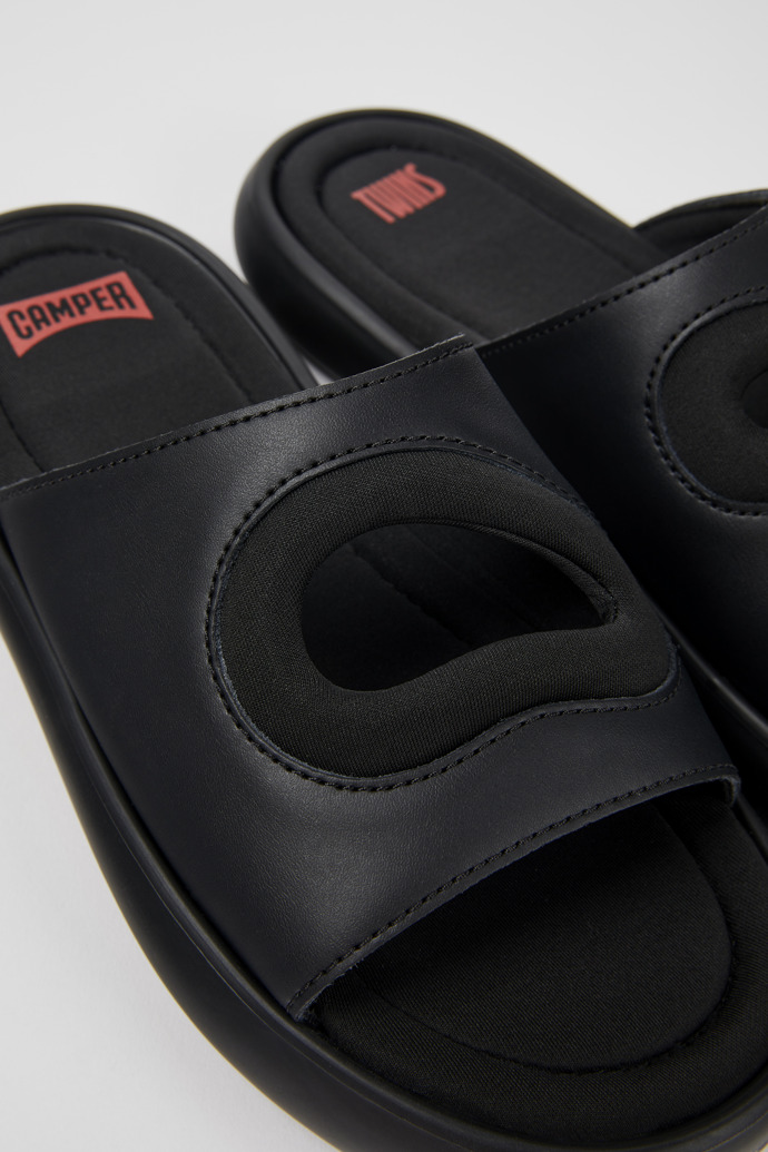 Camper Twins - Mules negros de piel/textil para mujer