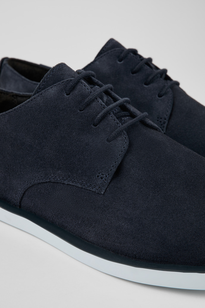 Camper Wagon - Zapato de cordones azul para hombre de piel nobuk