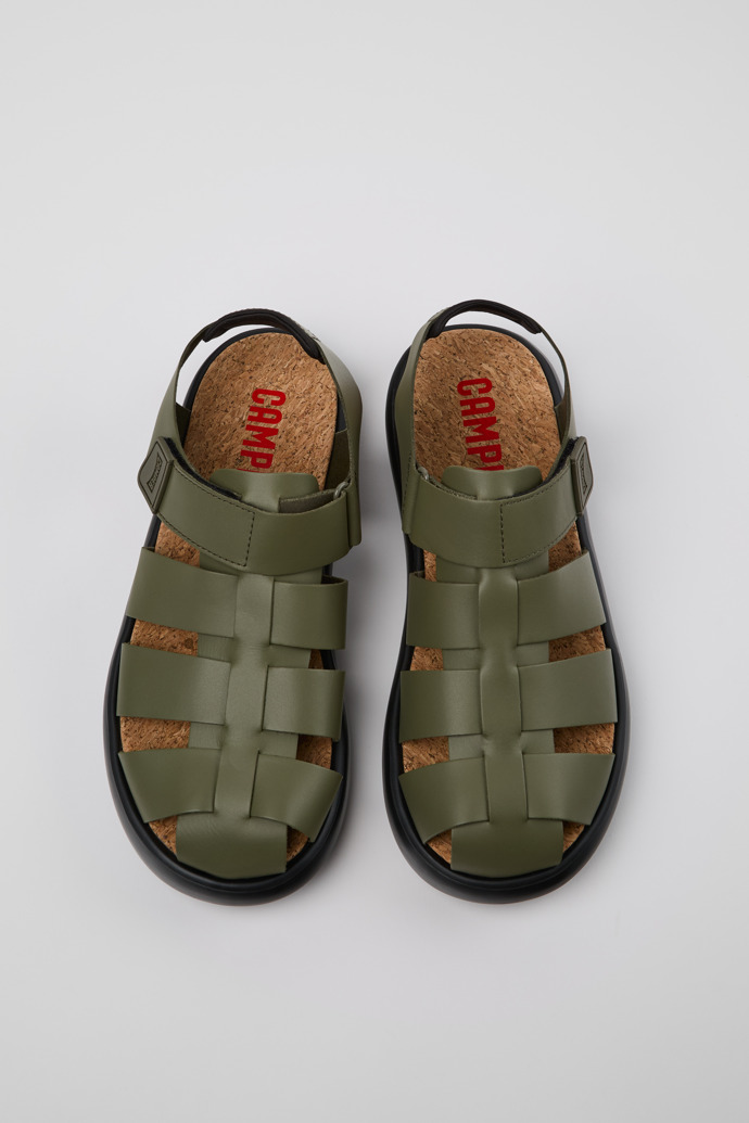 Camper Pelotas Flota - Sandalias verdes de piel para hombre.