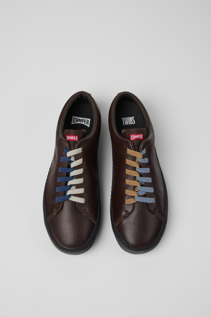 Camper Twins - Zapatillas marrones de piel para hombre.