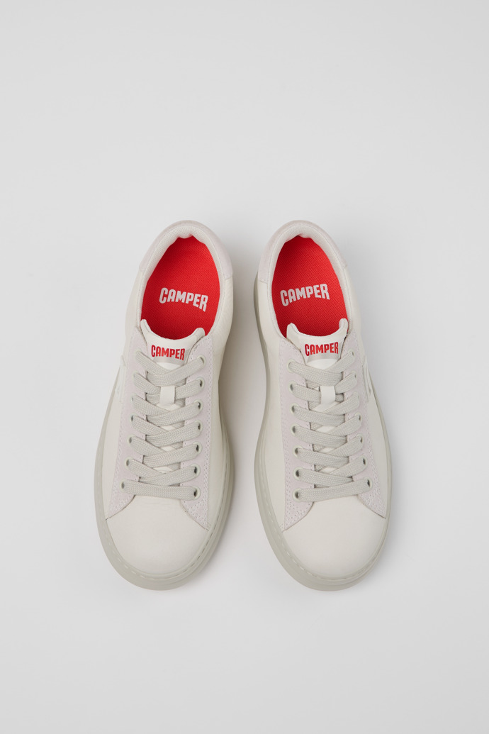 Camper Runner - Zapatillas blancas de piel con nobuk para mujer.
