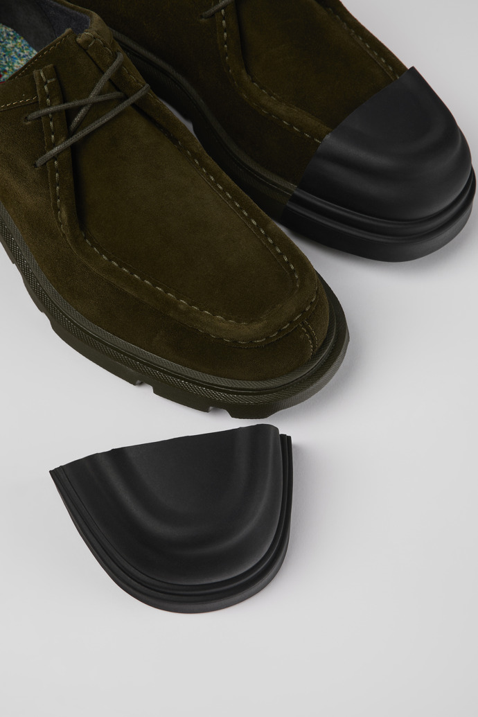 Camper Junction - Zapatos Wallabee de piel verde para mujer.