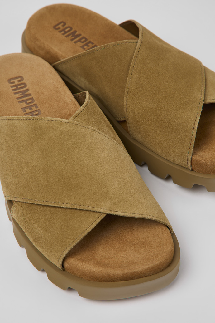 Sandalias Camper Brutus - Sandalias de nobuk marrón para mujer con tiras cruzadas
