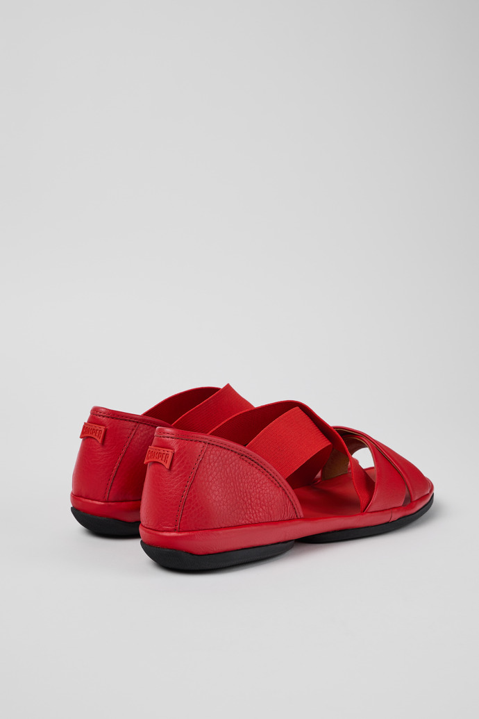 Camper Right - Sandalias de piel roja con tiras cruzadas para mujer