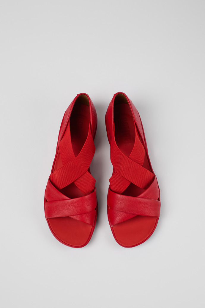 Camper Right - Sandalias de piel roja con tiras cruzadas para mujer