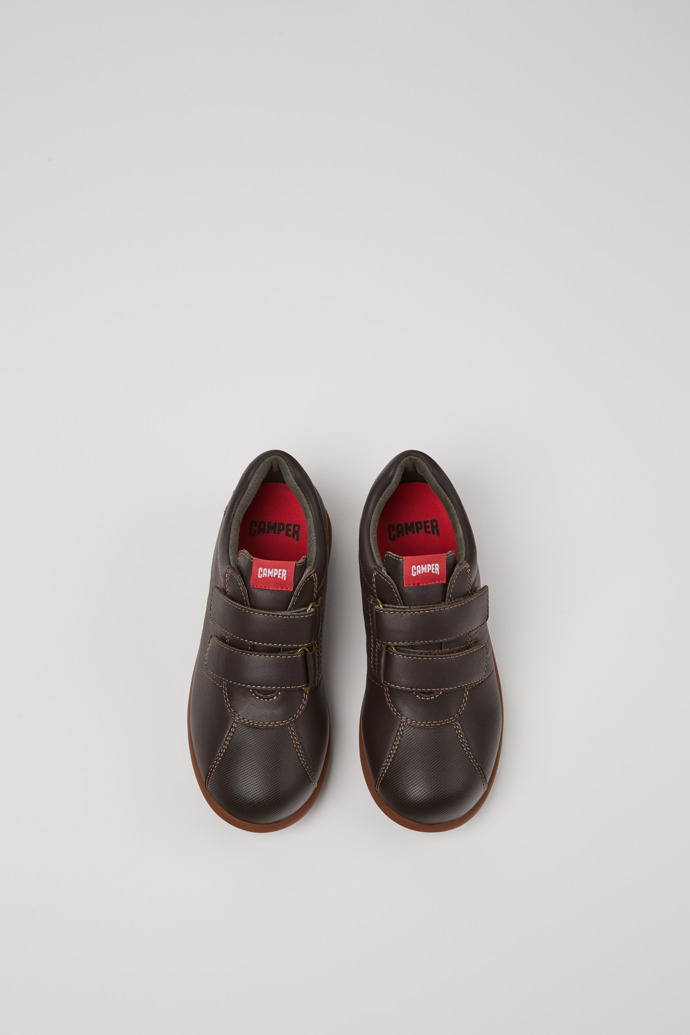 Camper Pelotas - Zapatos marrones de piel y textil para niños.