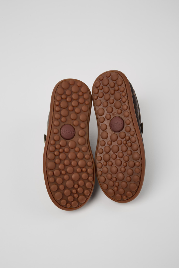 Camper Pelotas - Zapatos marrones de piel y textil para niños.