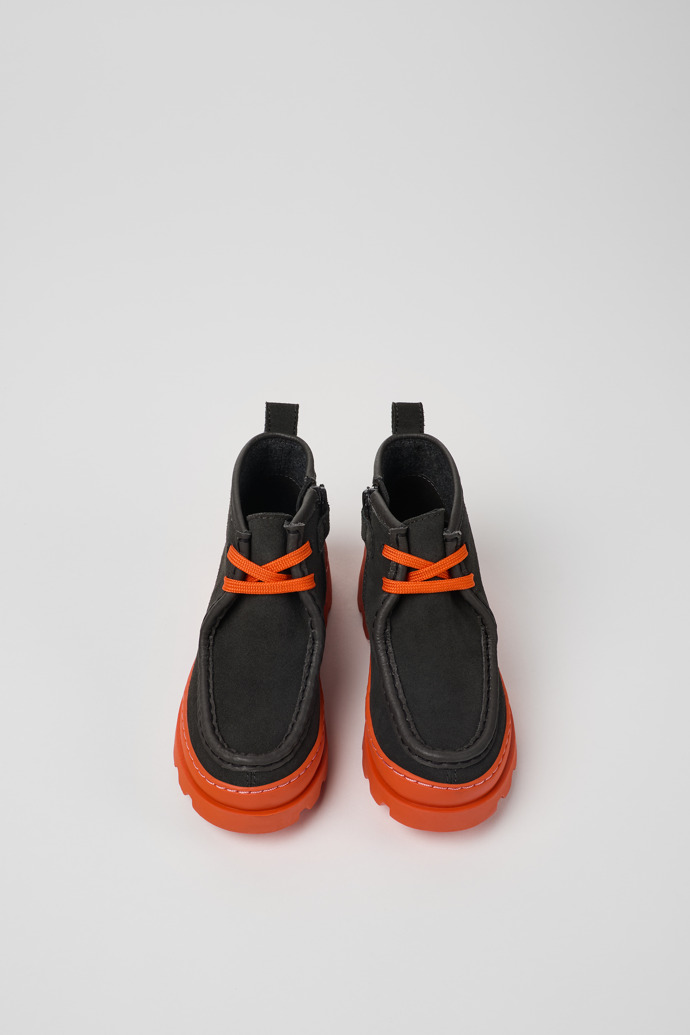 Camper Brutus - Botines grises de piel y nobuk para niños