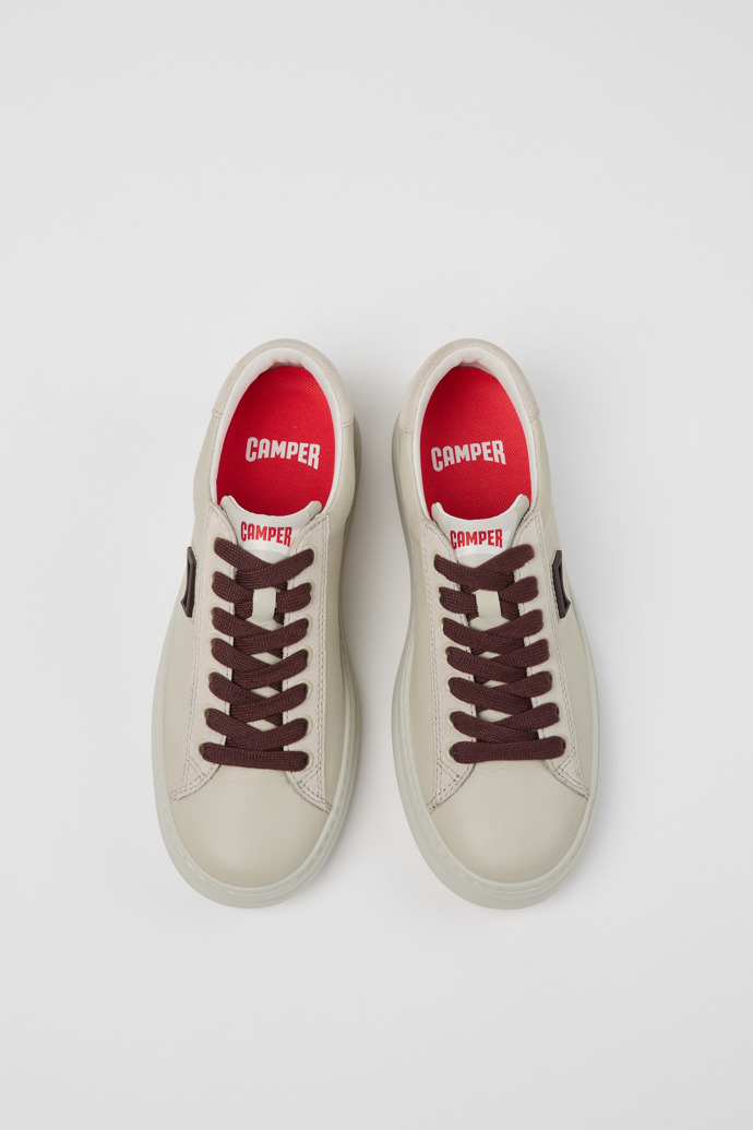 Camper Runner - Zapatillas grises de piel y nobuk para mujer.
