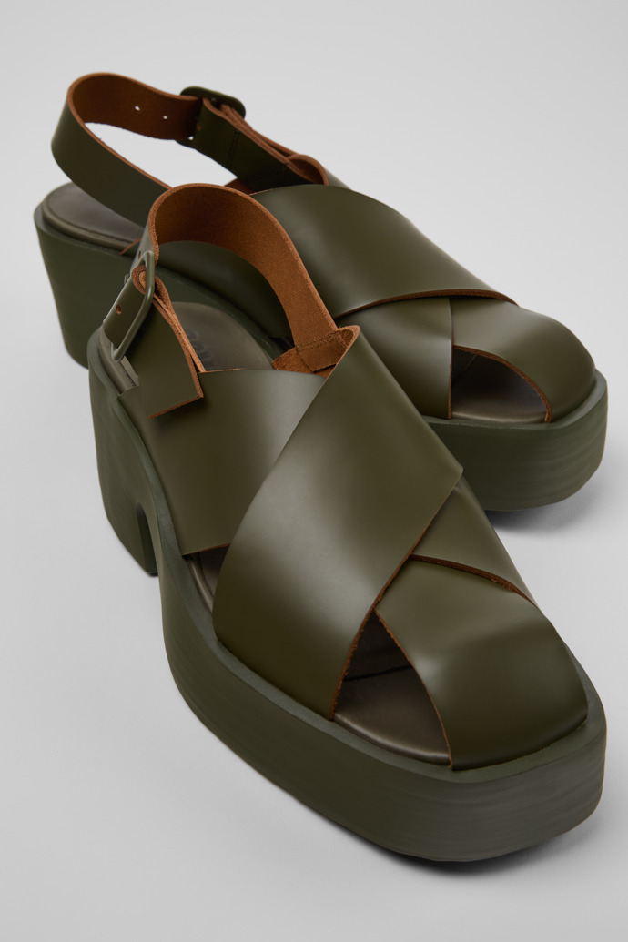 Camper Billie - Sandalias verdes de piel para mujer