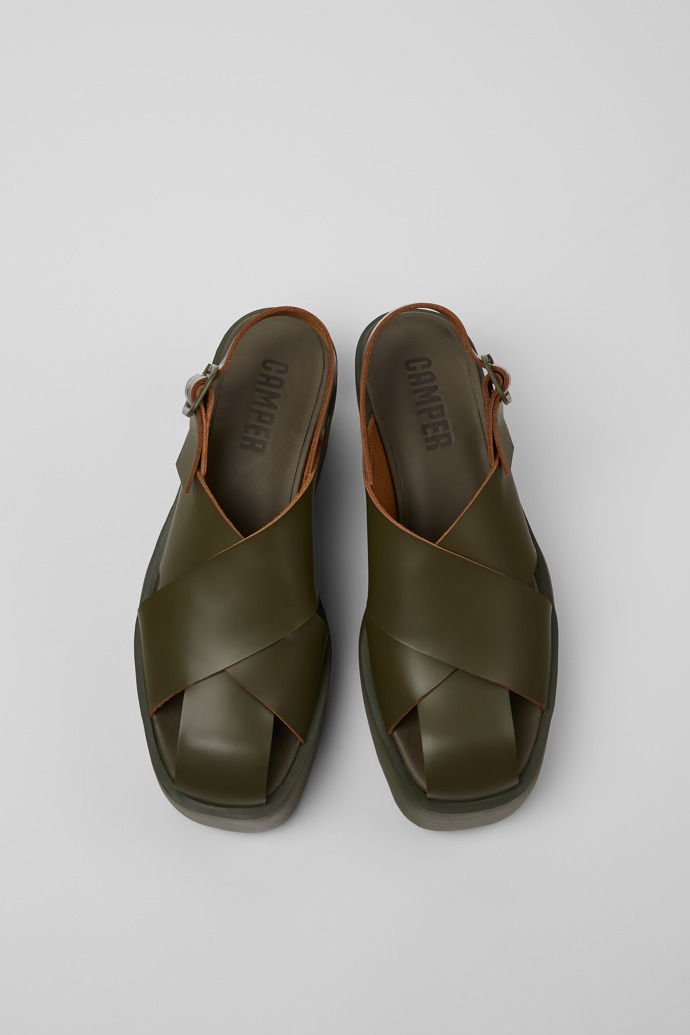 Camper Billie - Sandalias verdes de piel para mujer
