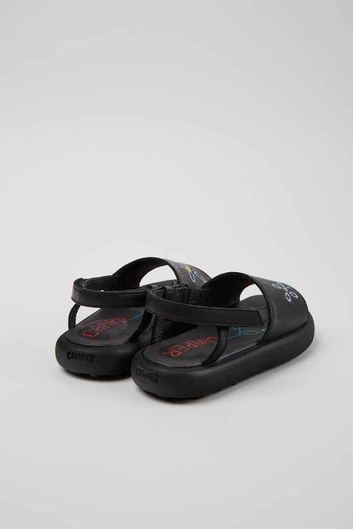 Camper Twins - Sandalias negras de piel para niños.