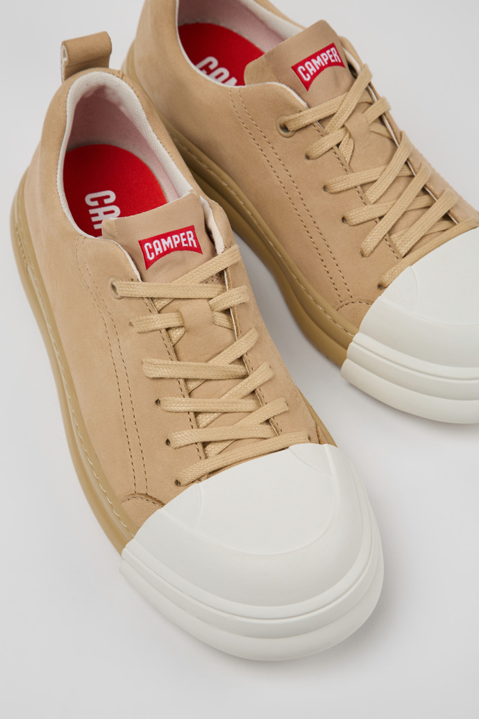 Camper Junction Runner - Zapatillas beige de piel nobuk para mujer.