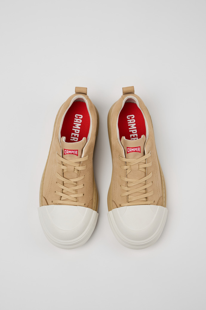 Camper Junction Runner - Zapatillas beige de piel nobuk para mujer.