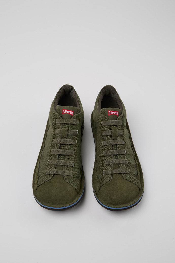 Camper Beetle - Botines verdes para hombre de algodón reciclado y nobuk.