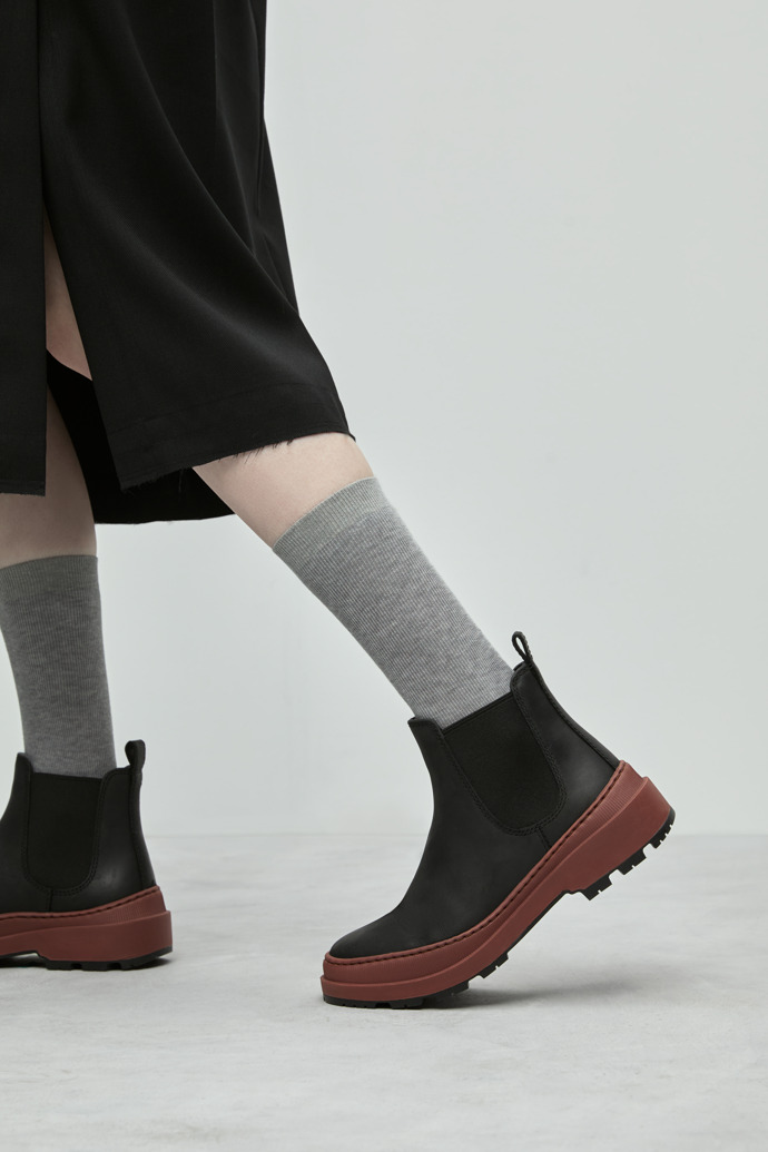 Camper Brutus Trek MICHELIN - Botines negros de piel nobuk para mujer.